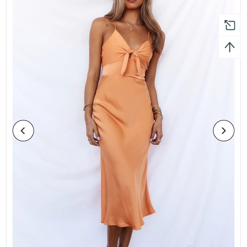 Hello Molly Started With A Kiss Orange MIDI Dress